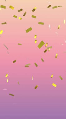 Gradyan pembe arka planda konfeti düşüşü animasyonu. parti ve kutlama konsepti dijital olarak oluşturulmuş video.