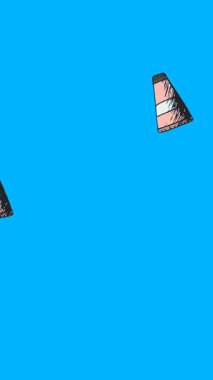 Mavi arka planda makyaj kremi simgelerinin canlandırılması. moda ve aksesuarlar arka plan desen kavramı dijital olarak oluşturulmuş video.