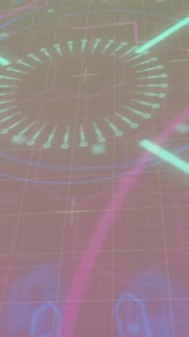 Siyah arkaplandaki tarama alanının animasyonu. Küresel teknoloji, bilgisayar ve dijital arayüz kavramı dijital olarak oluşturulmuş video.