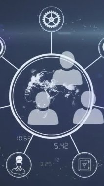 Animation of globe with network of connections with data processing. Global connections, networks and data processing concept digitally generated video.