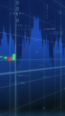 Diyagram üzerinde veri işleme animasyonu. Küresel teknoloji ve dijital arayüz konsepti dijital olarak oluşturulmuş video.