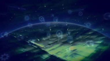 Şebeke düzlemi yüzen veri parçalarını tetikler ve şebeke panelleri dijital katmanları görselleştirir. Fütürist, teknoloji, siber uzay, soyut, sanal, yenilik, arayüz