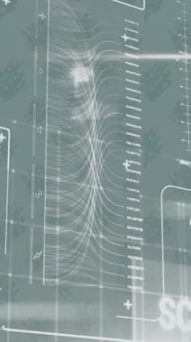 Animation of bar graphs with finance data processing on digital interface. Digital composite, multiple exposure, business, technology, cloud computing, development, economy.