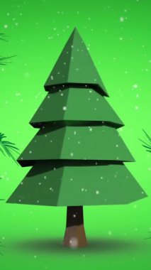 Yeşil arka planda köknar ağaçlarının animasyonu. Retro gelecek ve dijital arayüz konsepti dijital olarak oluşturulmuş video.