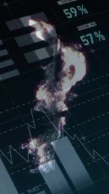 Veri işleme üzerine ruble sembolünün animasyonu. küresel iş, finans, bağlantılar ve dijital arayüz konsepti dijital olarak oluşturulmuş video.