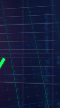 Borsa grafiği ve veriler finansal ticaret grafiği üzerinde animasyon olduğunu gösteriyor. Maliye, yatırım, veri analizi, ekonomi, büyüme, düşüş