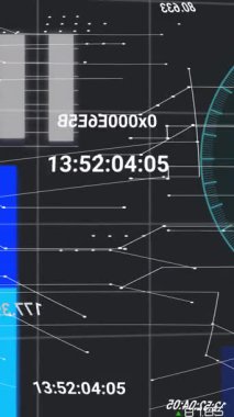 Siyah arkaplan üzerinde veri işleme animasyonu. küresel iş ve dijital arayüz kavramı dijital olarak oluşturulmuş video.