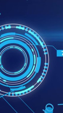 Karanlık arka planda bilimsel veri işleme animasyonu. Bilim haftası, veri işleme konsepti dijital olarak oluşturulmuş video.