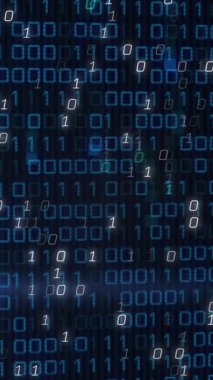 Karanlık arka planda veri işleme animasyonu. küresel bağlantılar, veri işleme ve dijital arayüz konsepti dijital olarak oluşturulmuş video.