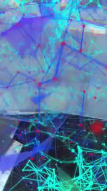 Kristal üzerinde hareket eden mavi şekillerin animasyonu. Soyut arkaplan, geçmişe dönük gelecek ve dijital olarak oluşturulmuş görüntü konsepti.