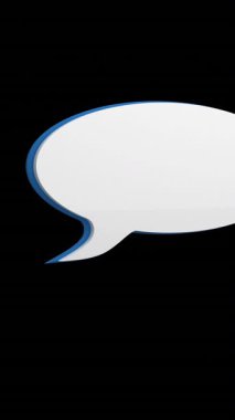 Siyah arka plan 4k karşı ekranda vurgulama beyaz mesaj kabarcık simgeleri dijital animasyon