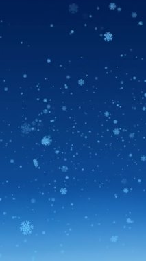 Mavi arka planda düşen kar tanelerinin animasyonu. Noel, gelenek, kış ve kutlama konsepti dijital olarak oluşturulmuş video.