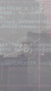 Animation of network of digital icons and data processing against aerial view of cityscape. Global networking and business technology concept