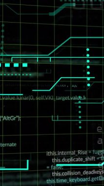 Siyah arkaplanda veri işleme animasyonu. küresel iş ve dijital arayüz kavramı dijital olarak oluşturulmuş video.