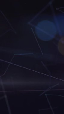 Gece trafiğini bulanıklaştıran ikonlar ve ışıklarla ağ animasyonu. Veri işleme ve teknoloji konsepti dijital olarak oluşturulmuş video.