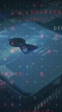 Çevrimiçi güvenlik kilidi üzerinden harfleri ve numaraları değiştirmenin animasyonu. küresel internet güvenliği, veri işleme, bağlantılar ve dijital arayüz konsepti dijital olarak oluşturulmuş video.