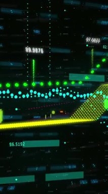 Dünya haritasında finansal veri işleme animasyonu. Küresel iş, finans, hesaplama, veri işleme ve bağlantılar konsepti dijital olarak oluşturulmuş video.