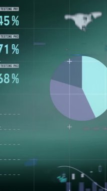 Yeşil arka planda finansal ve istatistiksel veri işlemenin dijital animasyonu. küresel finans ve iş konsepti