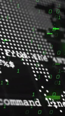 Siyah arkaplanda veri işleme animasyonu. küresel iş ve dijital arayüz kavramı dijital olarak oluşturulmuş video.