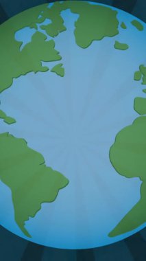 Mavi çizgili arka planda dönen dünyanın animasyonu. küresel koruma ve yeşil farkındalık kavramı dijital olarak oluşturulmuş video.