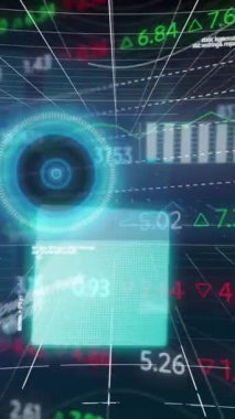 Borsa veri işleme karşı veri işleme ile birden fazla ekranın animasyonu. Küresel ekonomi ve iş teknolojisi kavramı