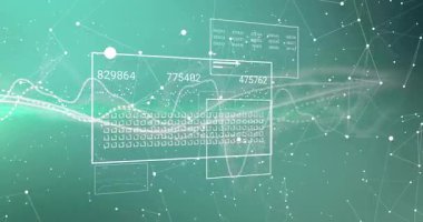 Sanal ızgara açılıyor dalgalanma başlıyor, UI elemanları ortaya çıkıyor, veriler güncelleniyor. Futuristik, dijital, teknoloji, veri, ağ, soyut, arayüz