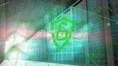 İkili el, askı kapılarına yansıdığında, neon kalkan zayıflıyor ve verileri açan rakamları sayıyor. Siber güvenlik, dijital, fütüristik, teknoloji, ağ, koruma, yenilik