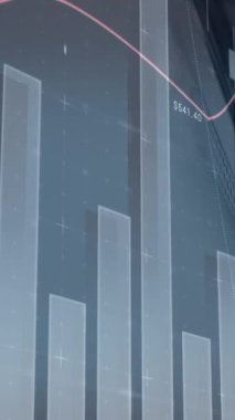 Ödeme terminali üzerinden istatistik ve veri işleme animasyonu. küresel iş, teknoloji ve veri işleme kavramı dijital olarak oluşturulmuş video.