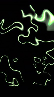 Siyah arkaplan üzerindeki ışık izlerinin animasyonu. Dijital olarak oluşturulmuş küresel veri işleme, hesaplama ve dijital arayüz kavramı.