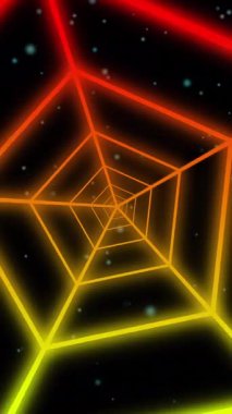 Siyah arkaplanda hareket eden şekillerin animasyonu. retro gelecek ve soyut arkaplan konsepti dijital olarak oluşturulmuş video.