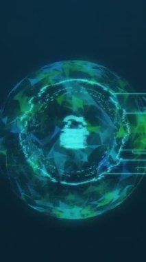 Dünya üzerinde veri işleme animasyonu. iletişim teknolojisi, veri paylaşımı ve dijital arayüz konsepti dijital olarak oluşturulmuş video.