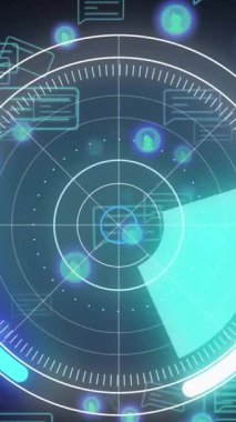 Yuvarlak tarayıcı ve mavi arkaplandaki veri işleme karşı birden fazla grafik üzerinde. Dijital arayüz teknolojisi ve ağ konsepti dijital olarak oluşturuldu.