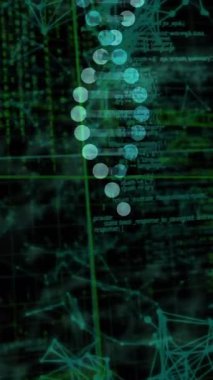 Bilimsel veri işleme üzerinde DNA iplikleri ve kodlama dizileri. Genetik, biyoteknoloji, biyoenformatik, genom, sıralama, araştırma