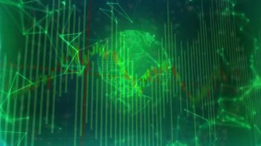 Kablo çerçeve küresi somutlaşıyor, şamdan çizelgeleri kayıyor, pazar eğilimlerini gösteren örgüler birleştiriliyor. Fütüristik, veri, görselleştirme, dijital, teknoloji, analitik, soyut