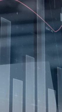 İstatistik ve finansal veri işleme animasyonu. küresel iş, veri işleme ve teknoloji konsepti dijital olarak oluşturulmuş video.