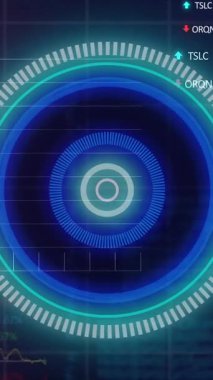 Animation of scope scanning and data processing over blue background. Global business and digital interface concept digitally generated video.