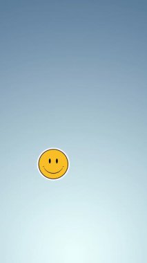 Mavi gradyan üzerinde yüzen birden fazla gülen yüz emojisinin dijital animasyonu. ifade ve iletişim kavramı