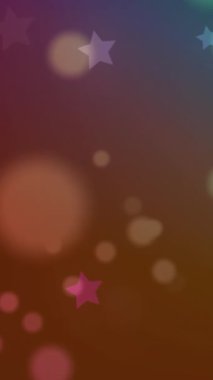 Mor arkaplandaki ışık noktaları ve yıldızların animasyonu. Işık, şablon ve hareket konsepti dijital olarak oluşturulmuş video.