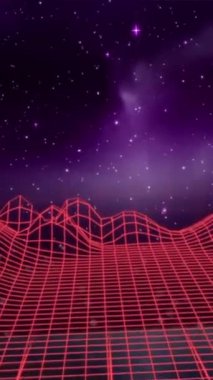 Sunucu odasındaki sosyal medya bildirimleri üzerinden üçgendeki kırmızı dijital manzaranın animasyonu. Sosyal medya ve küresel iletişim arayüzü teknolojisi kavramı dijital olarak oluşturulmuş video.