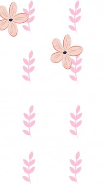 Yaprakların üzerindeki çiçek ikonlarının animasyonu. Küresel ekoloji, doğa ve dijital arayüz kavramı dijital olarak oluşturulmuş video.