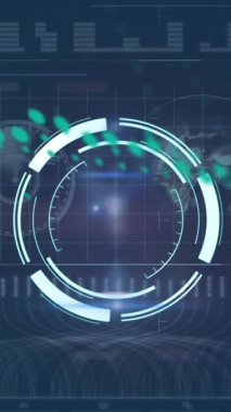 Siyah arkaplanda veri işleme üzerinde tarama kapsamı animasyonu. Küresel teknoloji, bilgisayar ve dijital arayüz kavramı dijital olarak oluşturulmuş video.