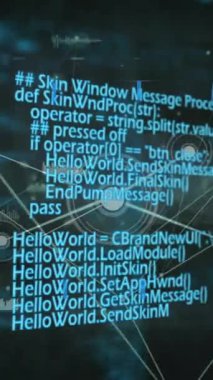 Siyah arkaplanda bağlantı ağı ve veri işleme ağı üzerinden şekillerin canlandırılması. Dijital olarak oluşturulmuş küresel bağlantılar, bilgisayar ve dijital arayüz kavramı.