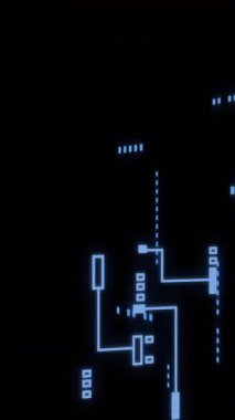 Siyah arkaplan üzerinde veri işleme ile devre kartının animasyonu. Dijital olarak oluşturulmuş küresel bağlantılar, hesaplama, dijital arayüz ve veri işleme kavramı.