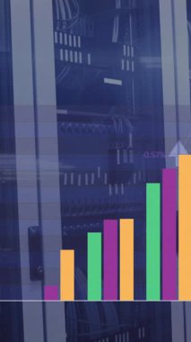 Animation of data processing over computer servers. Global computing and data processing concept digitally generated video.