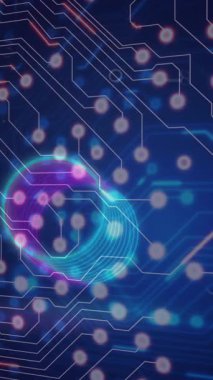 Daireler arası bağlantı ağının animasyonu. Küresel iş ve dijital arayüz kavramı dijital olarak oluşturulmuş video.