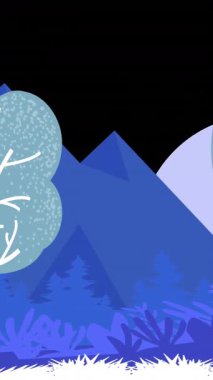 Noel ağacı dalları ve manzarasının animasyonu. Noel, şenlik, kutlama ve gelenek konsepti dijital olarak oluşturuldu.