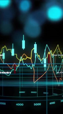 Finansal veri işleme animasyonu siyah arka planda dünya çapında. Küresel finans, iş, bağlantılar, hesaplama ve veri işleme kavramı dijital olarak oluşturulmuş video.