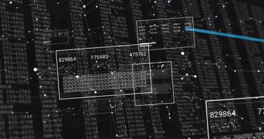 Mavi ışın ağ taraması ve dinamik verileri görselleştirmek için şeffaf veri panelleri güncelleniyor. Teknoloji, analitik, fütürizm, dijital, yenilik, bağlantı, görselleştirme