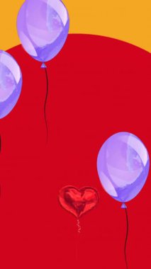 Gökkuşağı arka planında kucaklaşan balonların kalpleri ve çocukları geride bırakması. gurur ayı ve dijital olarak oluşturulan kutlama konsepti.