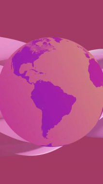 Pembe katmanların üzerinde koyu pembe arka planda sallanan küre animasyonu. Renk, desen, şekil ve hareket kavramı dijital olarak oluşturulmuş video.